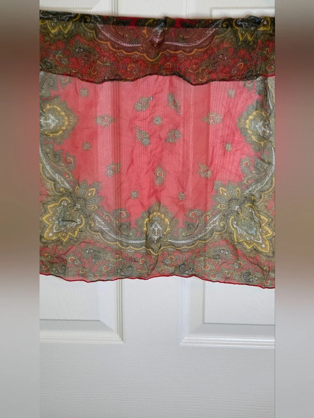 VTG Silk Scarf Lot Set of2 | Paisley Red & Striped Lace Charcoal 21
